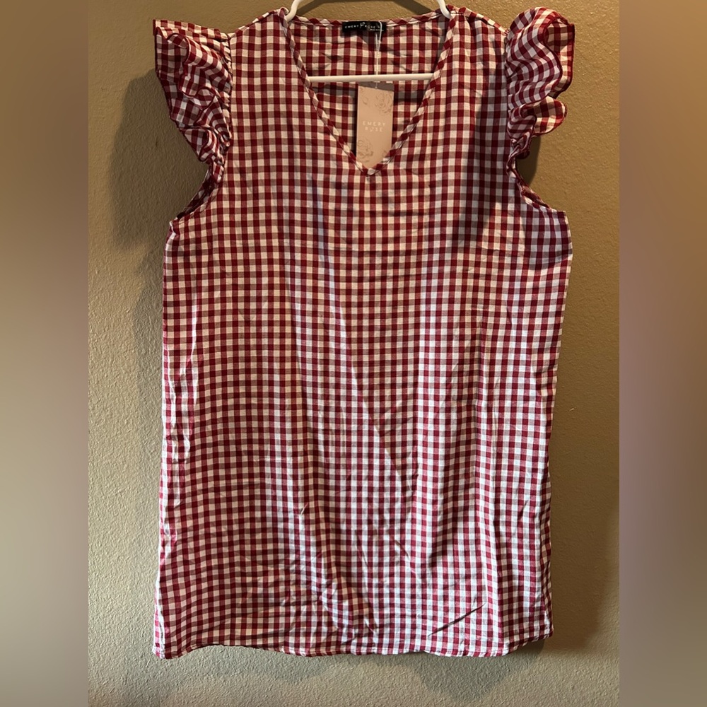 Red and White Gingham Sleeveless Top/Dress Maroon